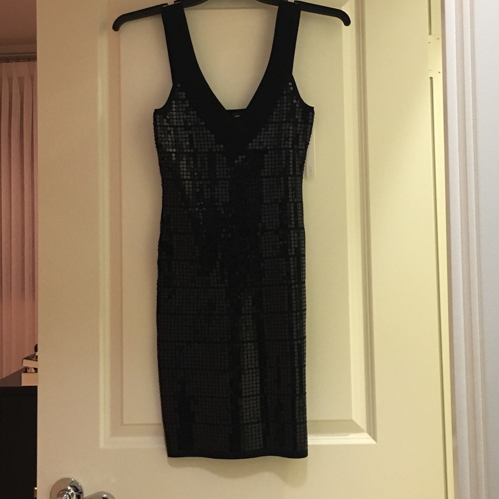 Aqua Black Sequin Mini Dress